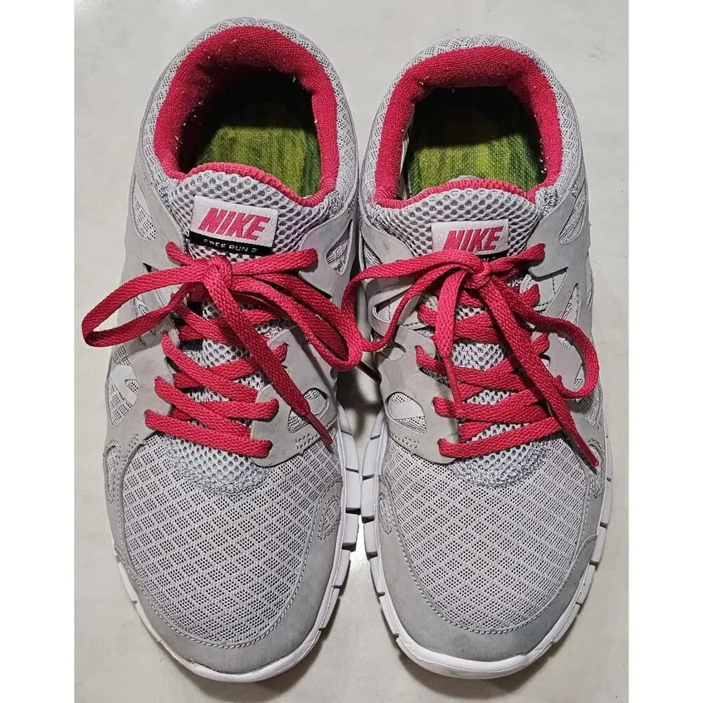 Nike Free Run+ 2 Women's Size 8 Grey Red Running Shoes 443816-026